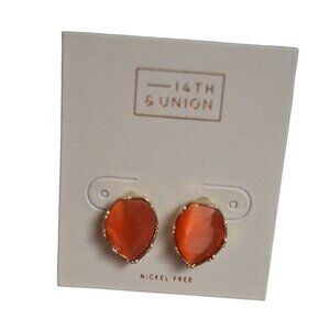 14th & Union Nickel Free Orange Faceted Stud Earrings With Gold Tone Trim